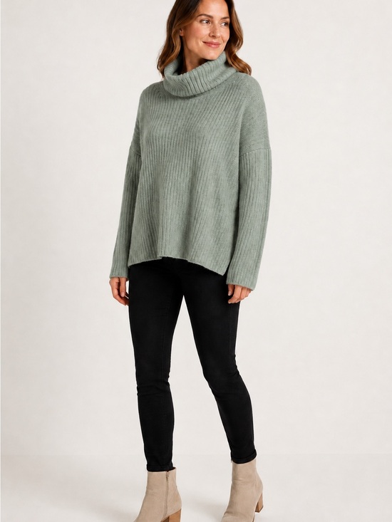 H&M Sweaters - H&M Sage Grey Oversized Ribbed Turtleneck Sweater - Size M